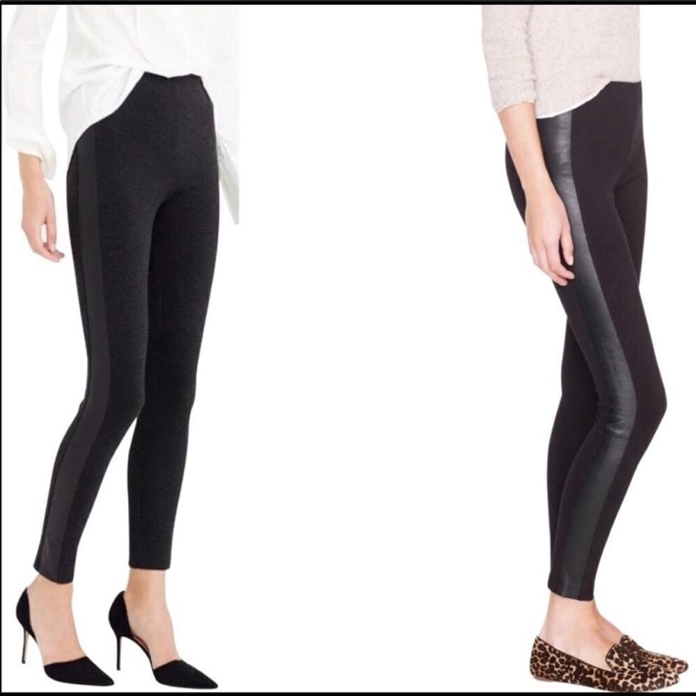 J. Crew | Black Pixie Pants with Leather Stripe